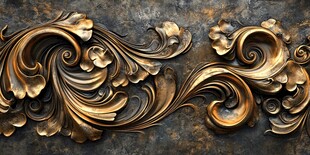 复古金色浮雕花纹装饰艺术
