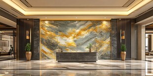 豪华大理石装饰的酒店大堂