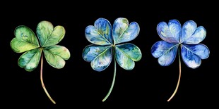 水彩四叶草 三色清新绘景