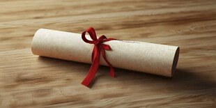 系红丝带的复古卷轴