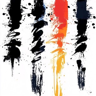 彩色墨痕笔触抽象艺术图