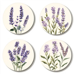 圆形薰衣草图案装饰画