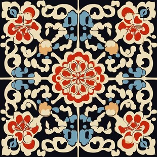 中式传统花卉几何图案纹饰