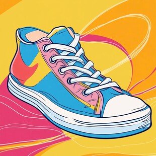彩色高帮帆布鞋插画