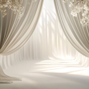 梦幻白色帷幔花卉场景