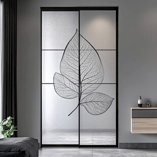 叶纹玻璃推拉门 时尚家居风