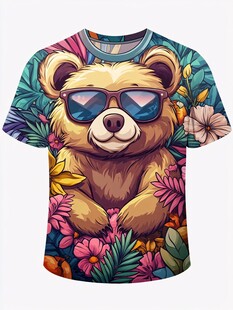 时尚小熊印花T恤