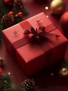 红色圣诞礼物盒精美装饰