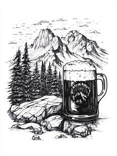 山间啤酒杯 惬意户外时光