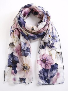 花卉图案女士时尚长丝巾