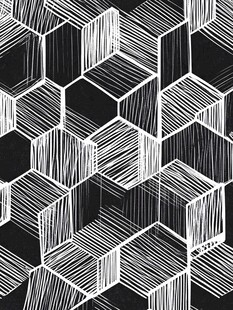 黑白几何线条六边形图案
