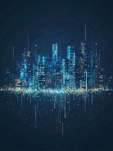 未来科技感的数字城市夜景