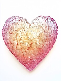 梦幻渐变心形编织艺术品