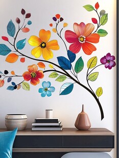 多彩花卉墙贴装饰室内空间