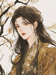 古风美男倚花树展雅韵