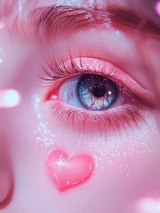 梦幻眼眸 脸颊爱心闪片妆