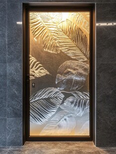 树叶纹理玻璃门设计