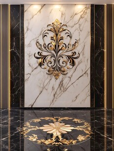 奢华大理石墙饰与地面图案