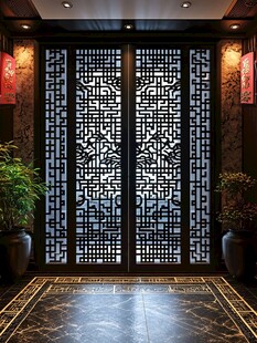 中式雕花屏风 典雅门厅装饰