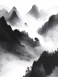 水墨山水间的云雾奇峰