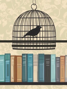 笼中鸟与书架上的书籍