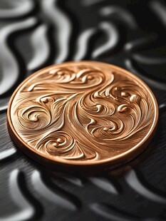 精美铜质浮雕花纹纪念币