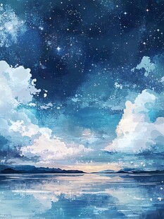 梦幻星空下的宁静水面