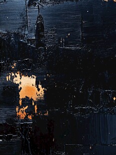 黑底橙光抽象艺术画作