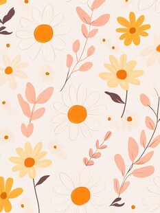 小雏菊花卉简约图案背景