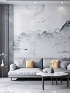 新中式山水风客厅背景墙