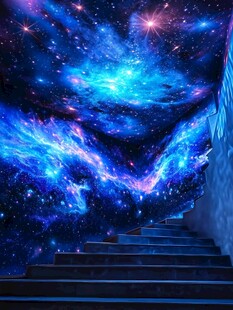 梦幻星空楼梯壁画景观