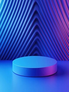 蓝紫渐变的立体圆形展示台