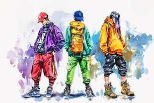 潮流街头风青年背影