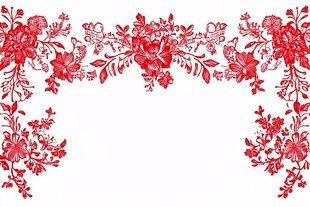 中式红色花卉边框图案