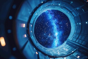 透过舱窗望璀璨星河