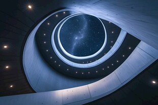 梦幻螺旋建筑内的璀璨星空