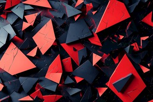 红黑碎裂几何块面场景