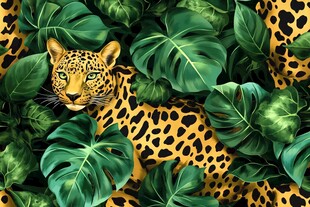 豹隐于热带阔叶丛林间