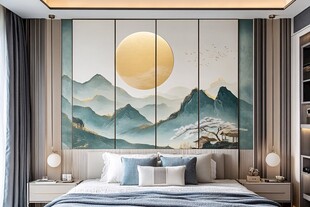 中式山水风卧室装饰画