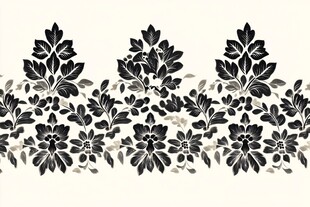黑白花卉边饰图案设计