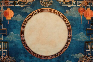 中式古典风圆形背景装饰图