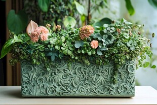 绿植花卉装饰的精美花盆