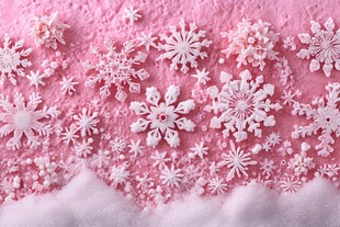 粉色背景上的精致雪花装饰