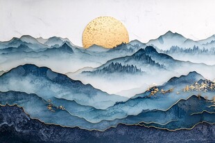 金月映蓝山中式意境图