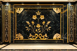 黑金花纹大理石奢华背景墙