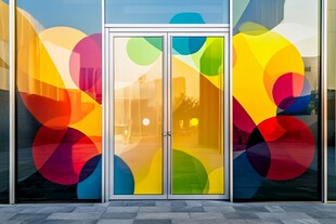 彩色几何图案装饰玻璃门