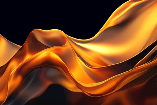 金色流动绸带抽象艺术图