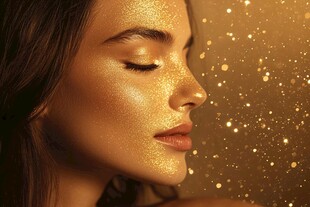 金彩妆容下的梦幻女性风采