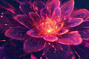 梦幻炫彩绽放的发光花朵