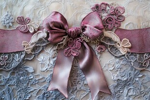 精致蕾丝上的浪漫蝴蝶结